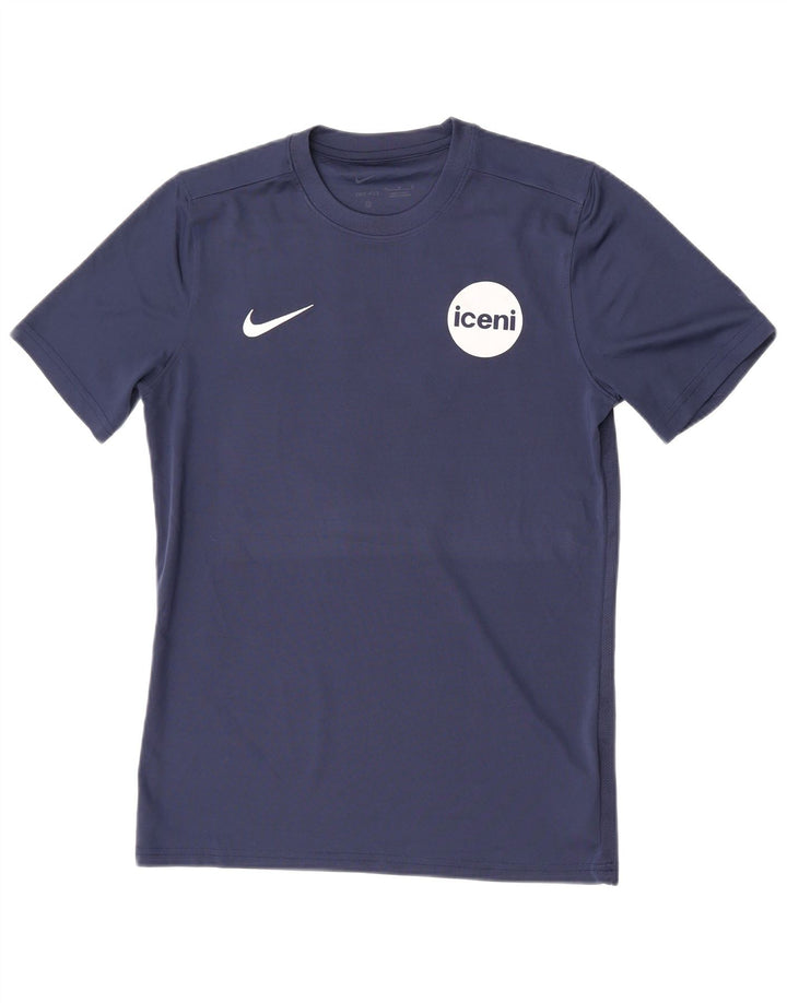 T-shirt grafica Nike da uomo Dri Fit Top medio in poliestere blu navy