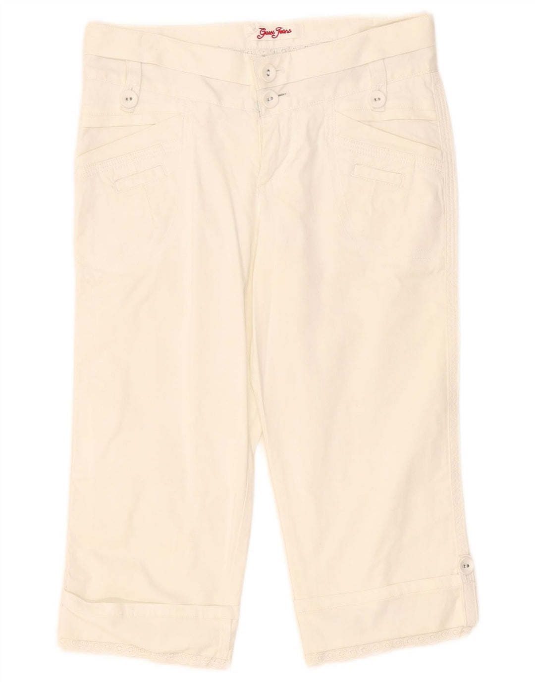 Pantaloni Capri da donna Guess W24 L18 cotone bianco