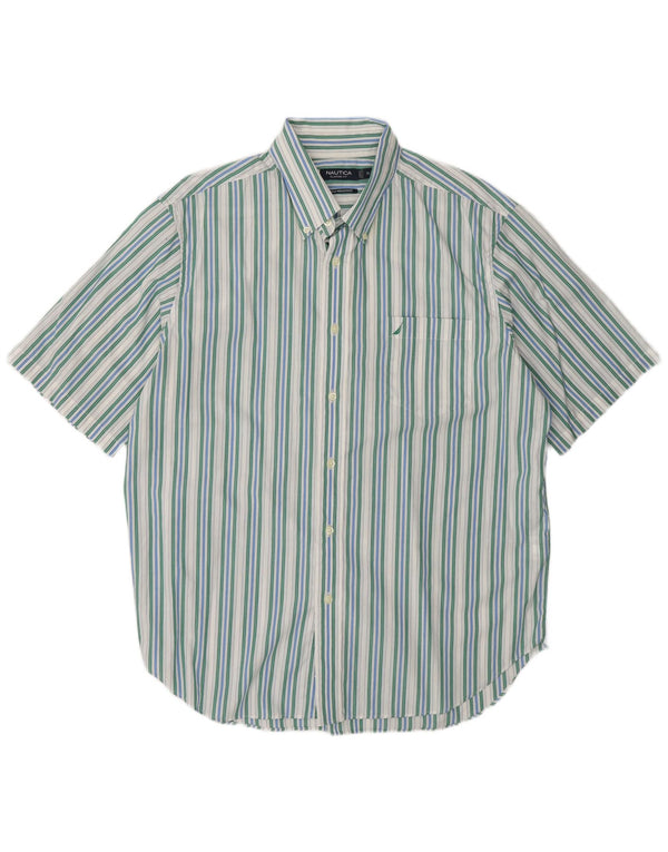 Camicia a maniche corte resistente alle rughe da uomo Nautica XL a righe verdi