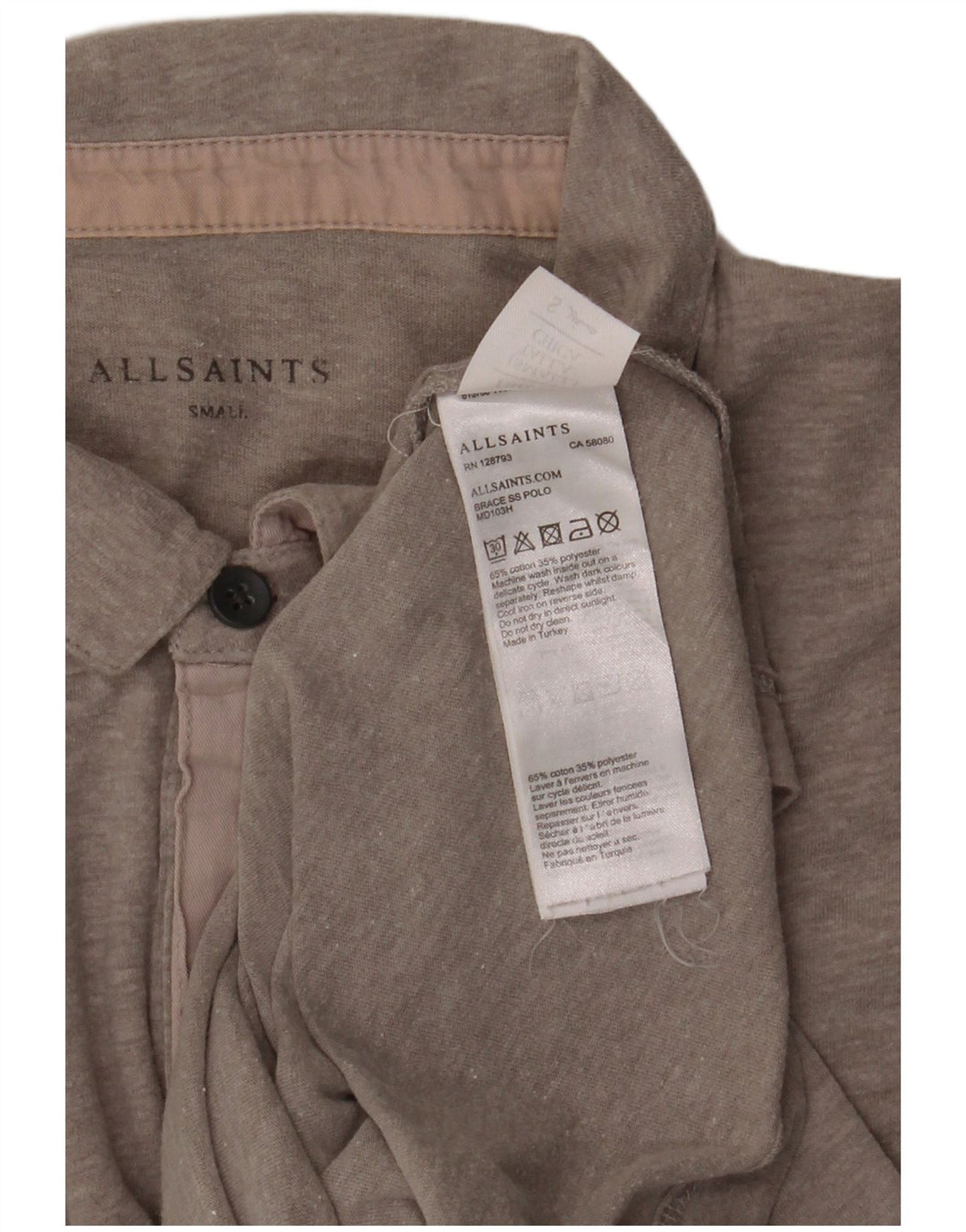 Polo da uomo All Saints piccola in cotone a righe grigie