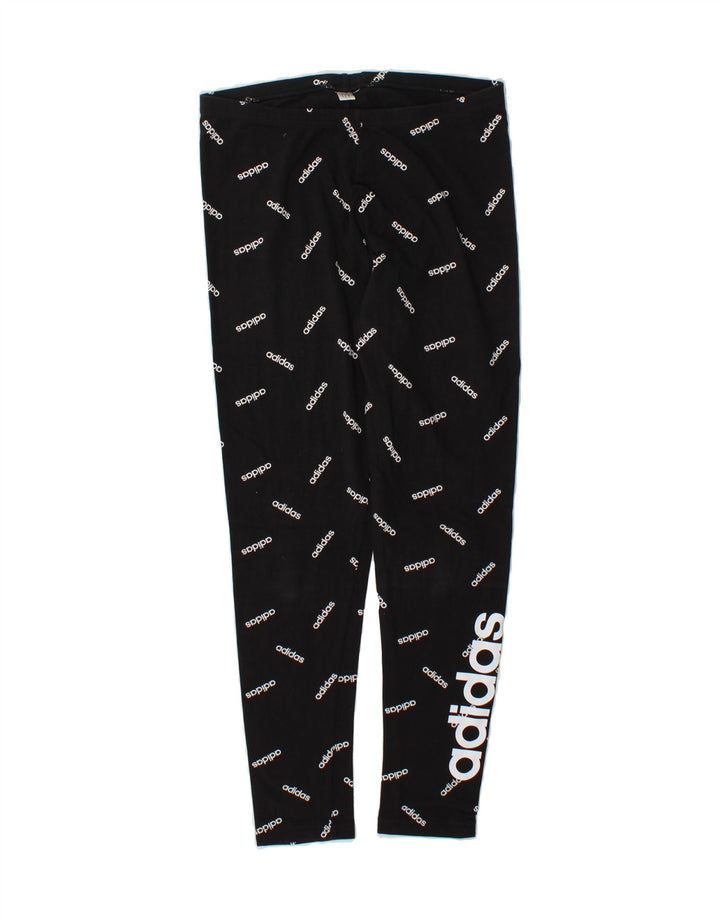 ADIDAS Womens Graphic Leggings UK 12 Medium  Black Vintage Adidas and Second-Hand Adidas from Messina Hembry 