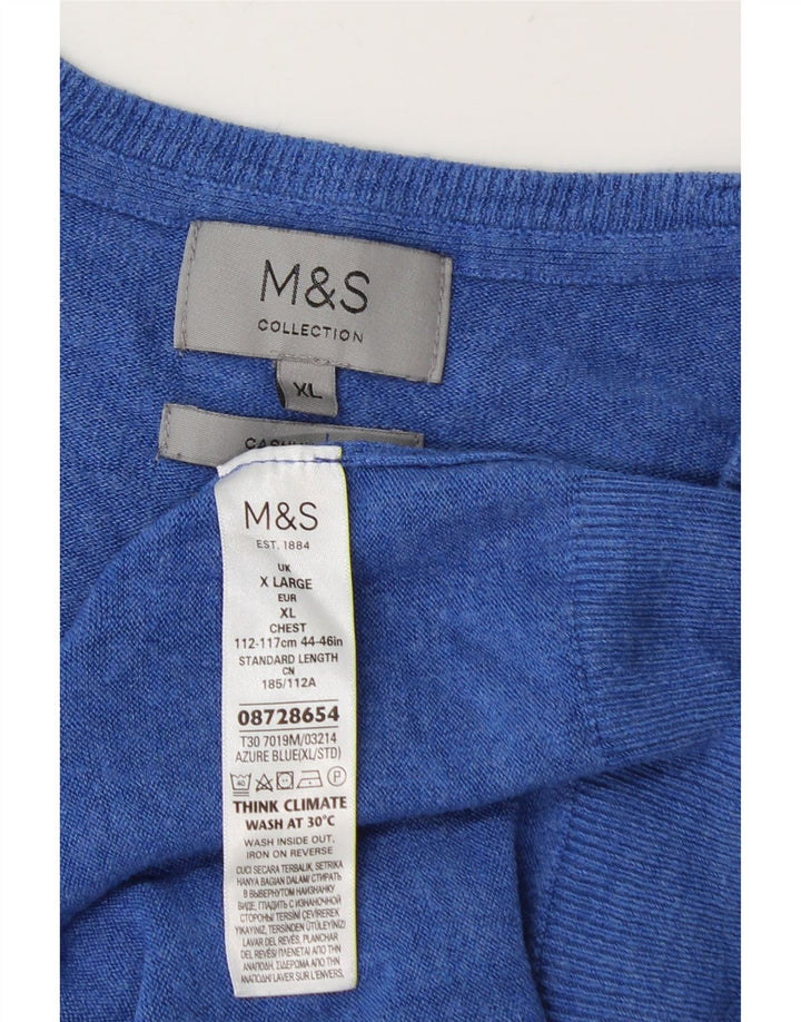 Maglione maglione con scollo a V da uomo Marks & Spencer XL blu acrilico