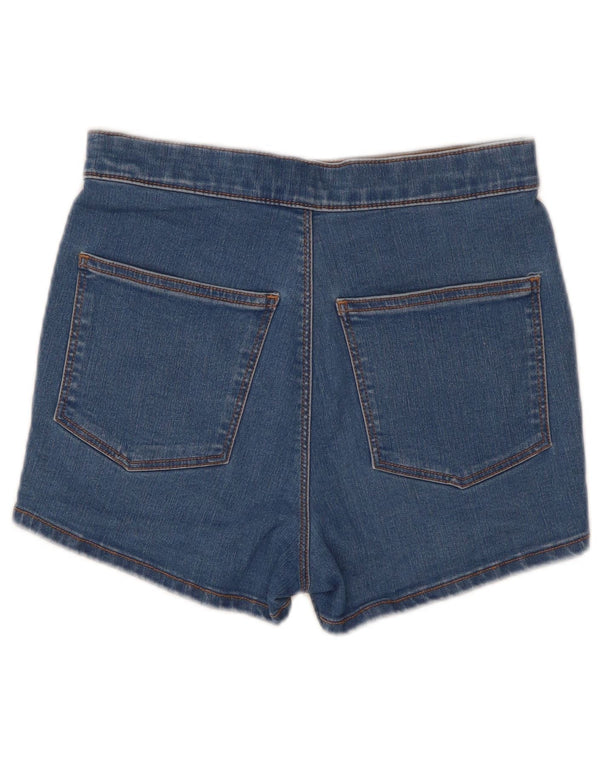 Pantaloncini di jeans da donna Topshop UK 10 piccoli W25 cotone blu