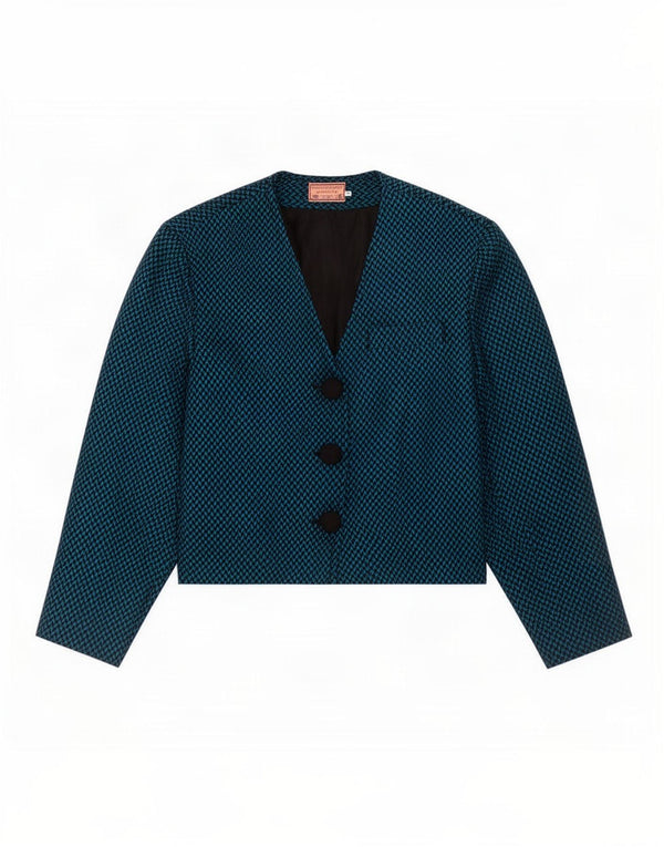 Giacca blazer a 3 bottoni da donna Maxi Librati EU 40 Blu medio a spina di pesce