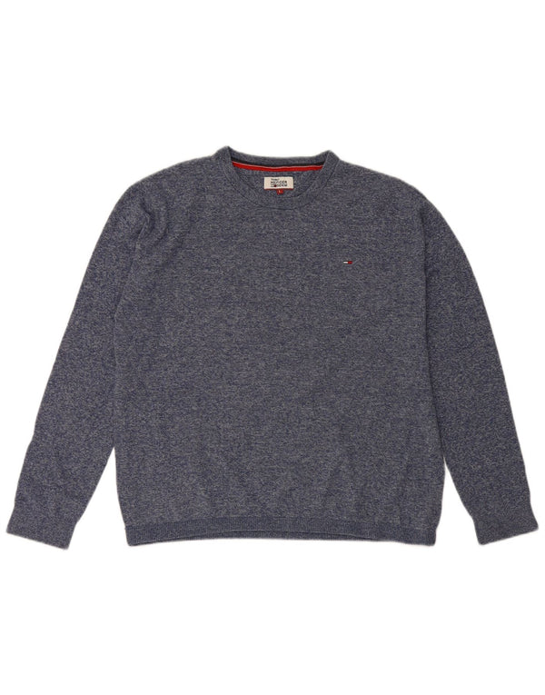 Maglione maglione girocollo da donna Tommy Hilfiger UK 16 grande cotone blu navy