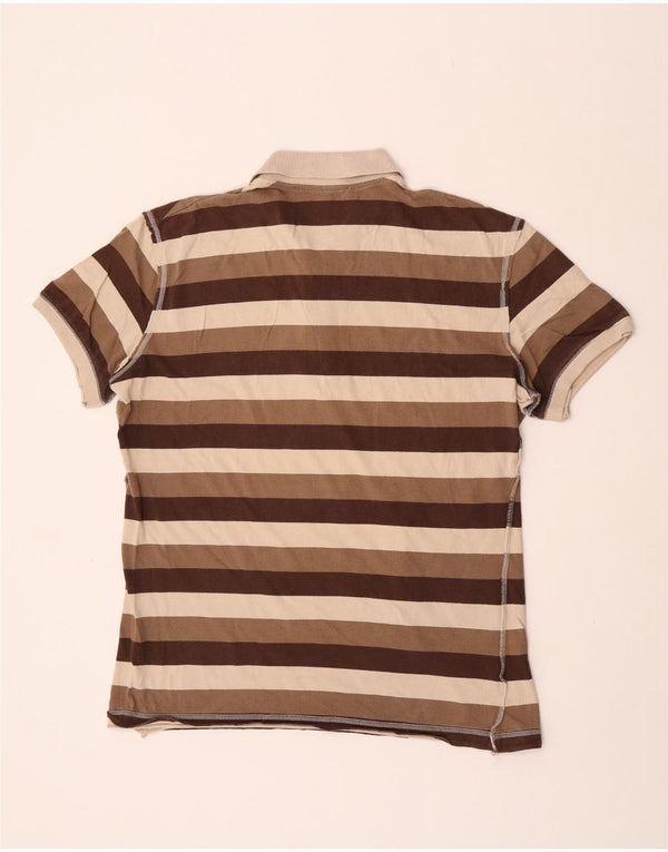 Polo Benetton Uomo XL Cotone Rigato Marrone