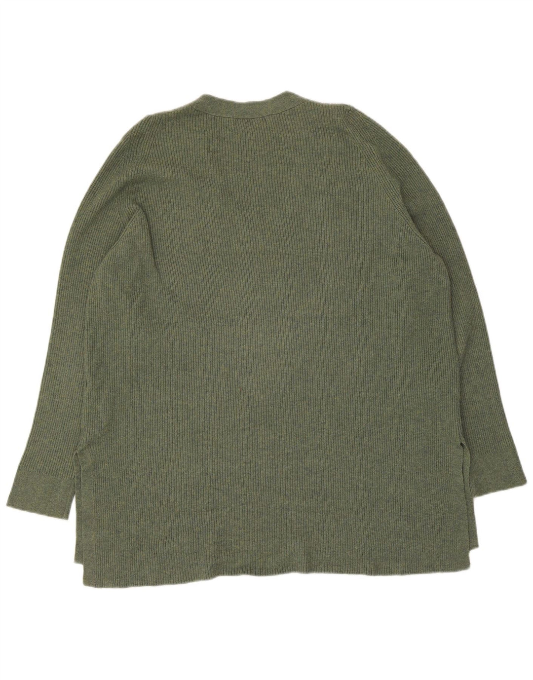 Maglione maglione con scollo a V da donna Marks & Spencer UK 16 grande poliestere kaki