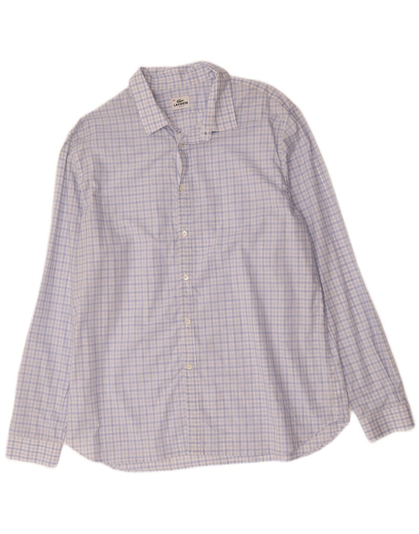 Camicia slim fit da uomo Lacoste taglia 46 2XL cotone a quadri blu