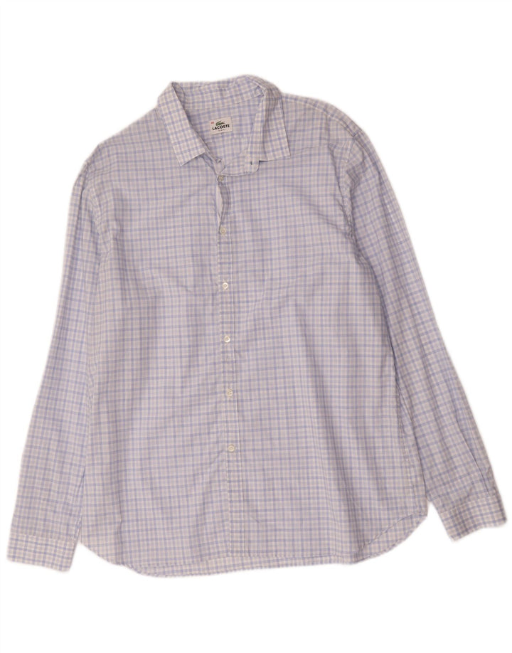 Camicia slim fit da uomo Lacoste taglia 46 2XL cotone a quadri blu