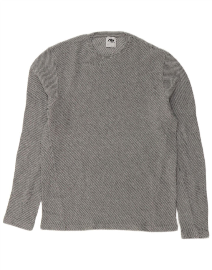 Top Zara da uomo a maniche lunghe grigio medio