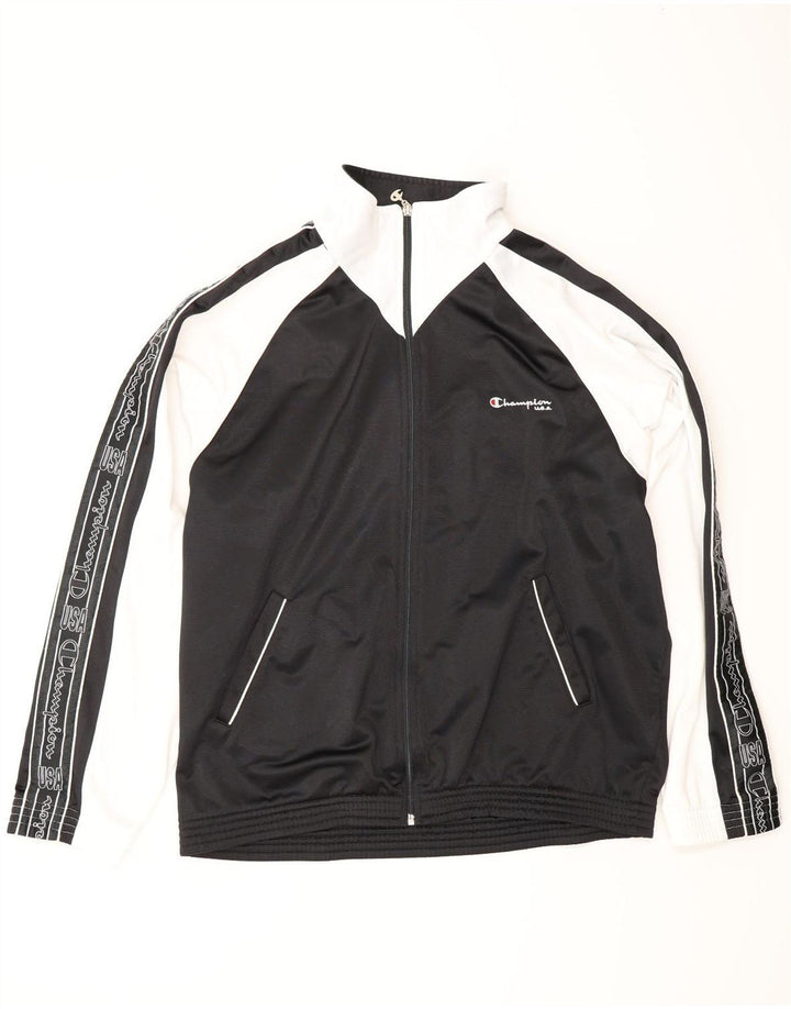 CHAMPION Giacca da tuta grafica da uomo grande color block nero