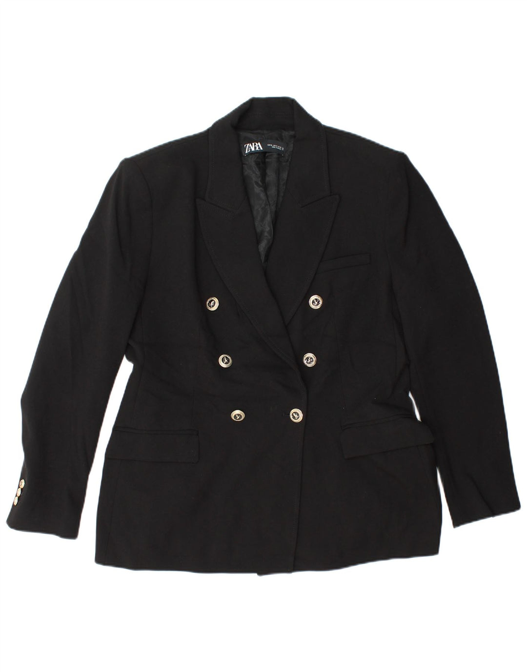 Giacca blazer doppiopetto da donna ZARA UK 18 XL poliestere nero