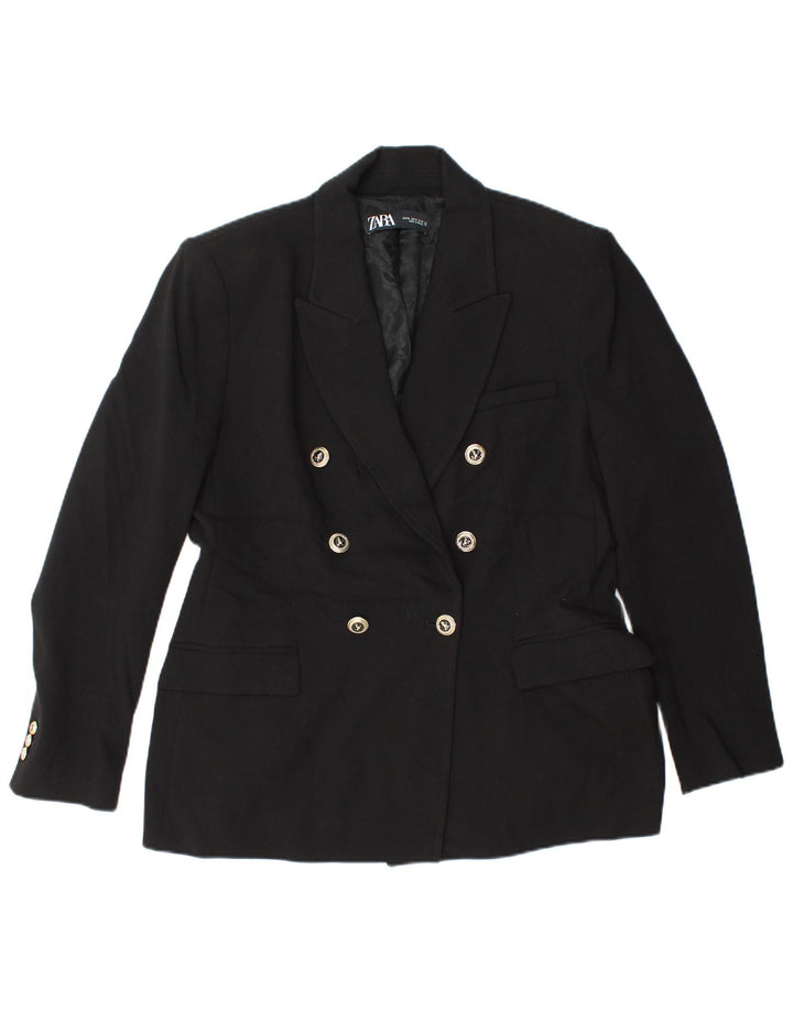 Giacca blazer doppiopetto da donna ZARA UK 18 XL poliestere nero