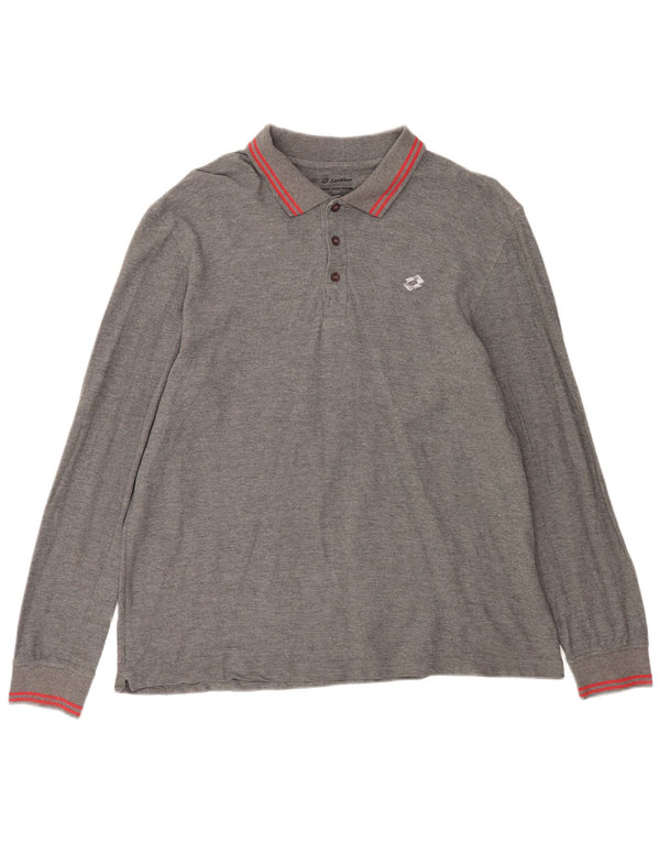 Polo da uomo a maniche lunghe Lotto 2XL Grigia