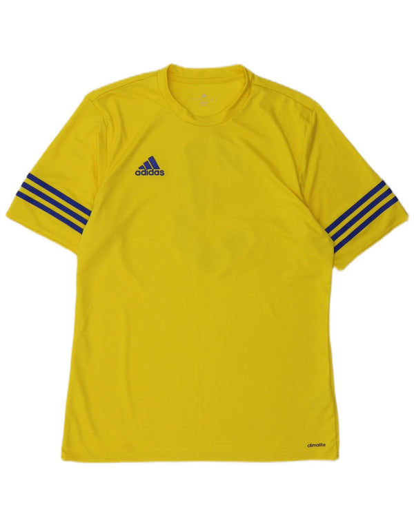 T-shirt grafica Adidas Climalite da uomo Top in poliestere giallo medio
