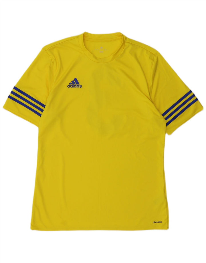 T-shirt grafica Adidas Climalite da uomo Top in poliestere giallo medio