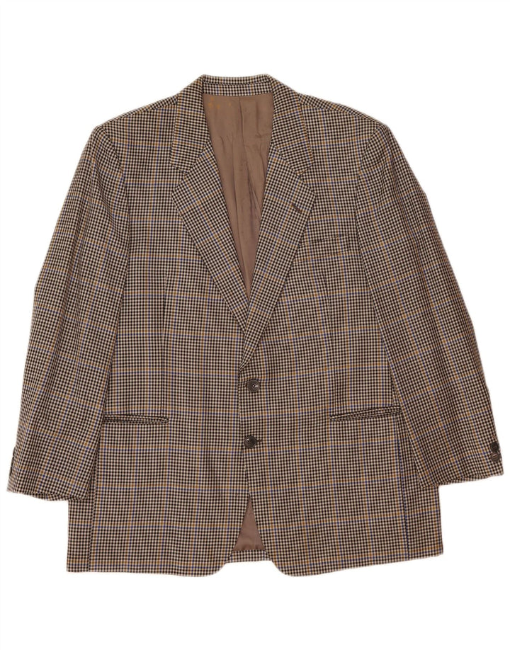 Giacca blazer da uomo a 2 bottoni Luigi Botto UK 42 XL pied de poule marrone