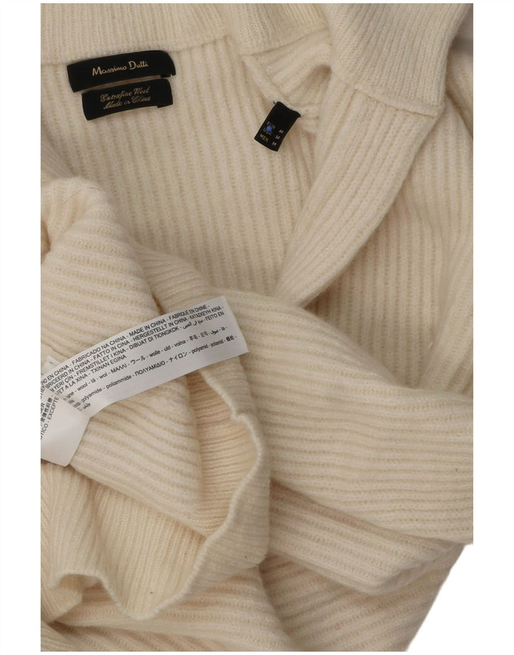 Massimo Dutti Maglione da donna con collo a polo da donna UK 14 Lana bianco sporco medio