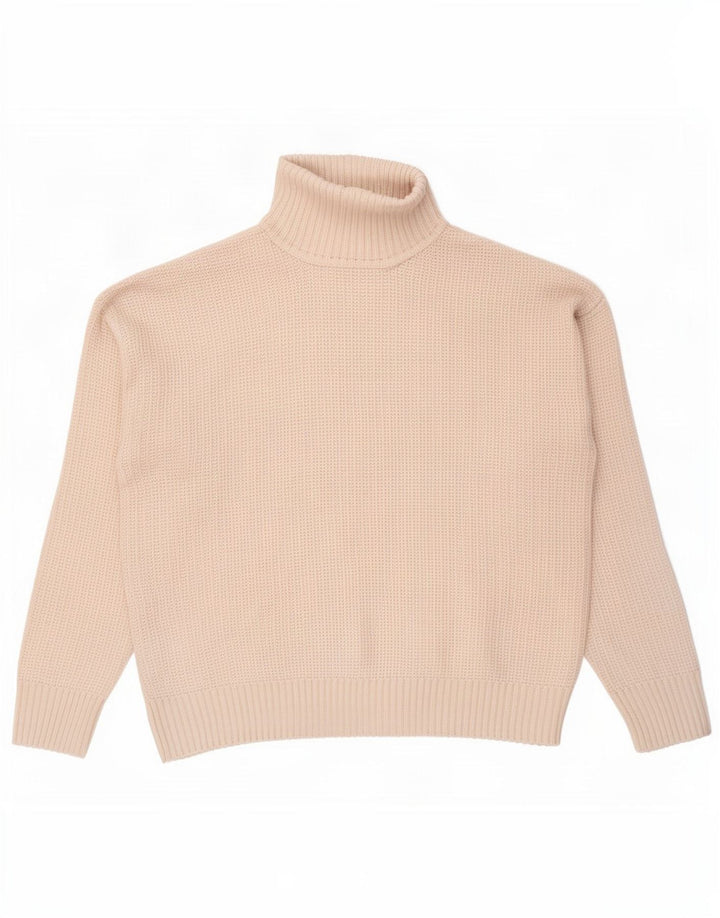 Maglione maglione a collo alto da donna Marks & Spencer UK 16 grande poliestere beige