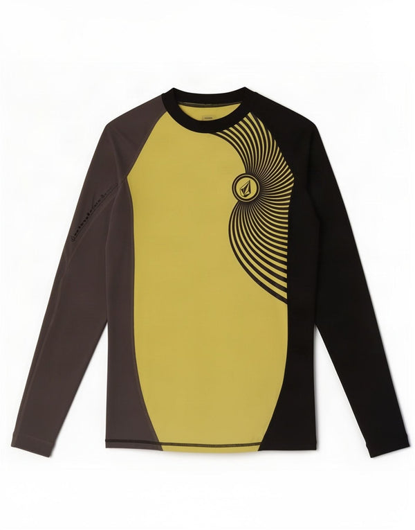 Volcom Top da uomo a maniche lunghe in nylon color block giallo medio