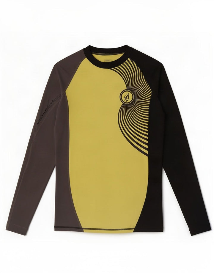 Volcom Top da uomo a maniche lunghe in nylon color block giallo medio