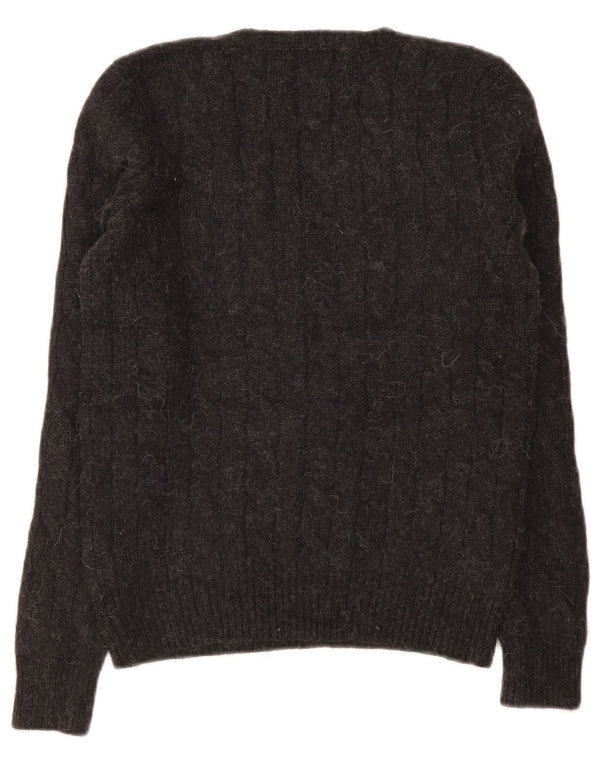 Maglione maglione con scollo a V da donna Ralph Lauren UK 12 Lana grigio medio