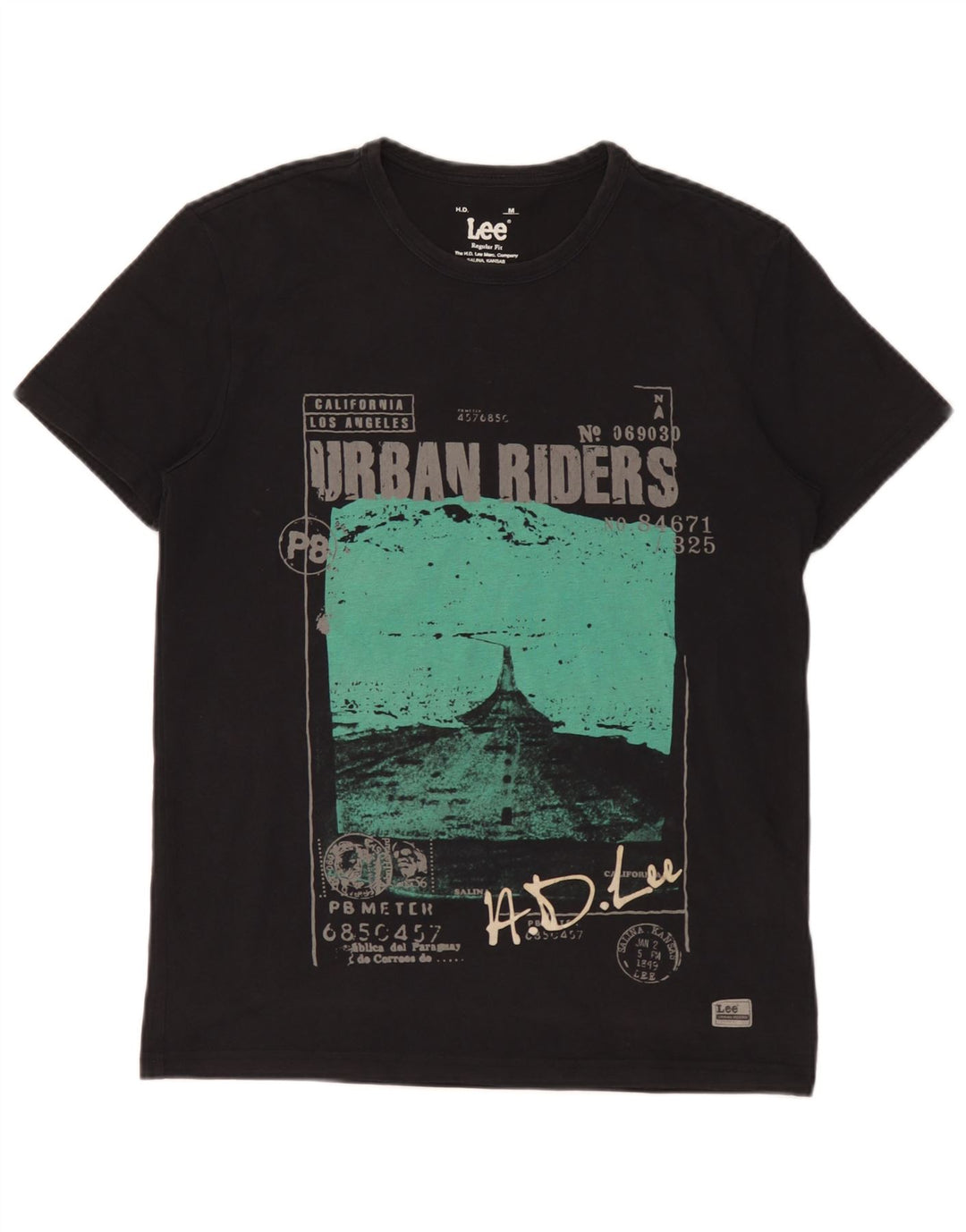 T-shirt grafica da uomo con vestibilità regolare Lee, cotone medio nero