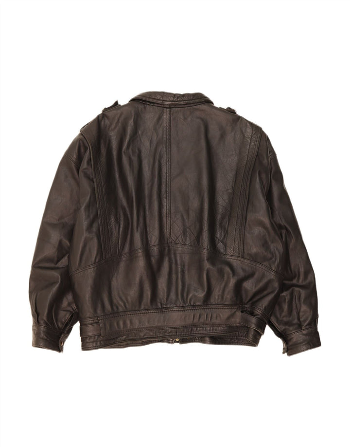 Giacca in pelle da uomo VINTAGE UK 44 2XL Pelle nera