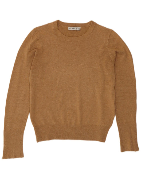 Maglione Zara da donna con scollo a barca UK 14 Viscosa beige medio