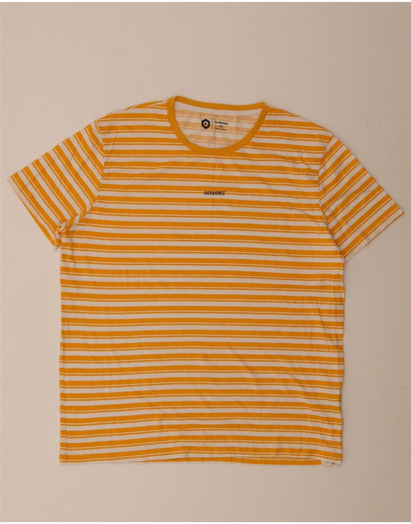 T-shirt da uomo Jack & Jones Top 2XL cotone a righe gialle