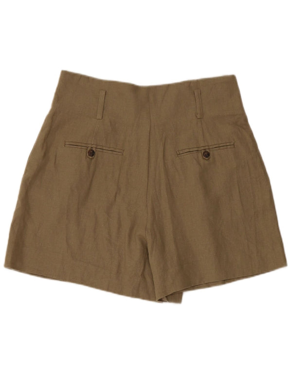 Pantaloncini chino a vita alta da donna Zara W28 lino kaki medio