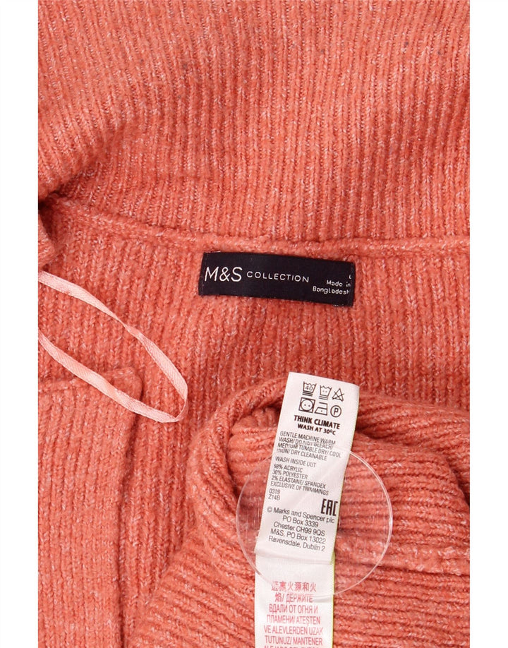 MARKS & SPENCER Maglione cardigan lungo da donna UK 16 Large Arancione