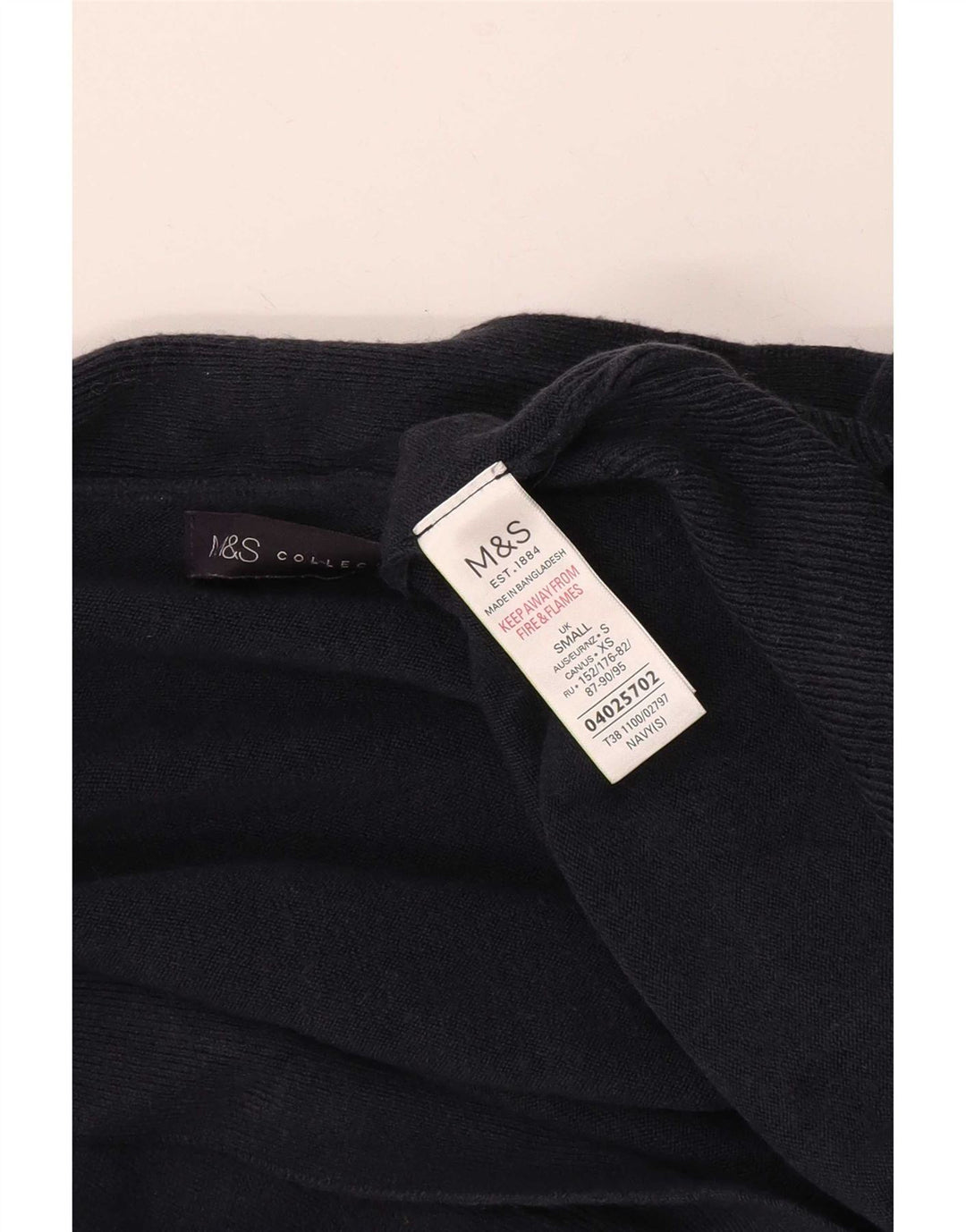 Maglione cardigan aperto da donna Marks & Spencer piccolo acrilico blu navy