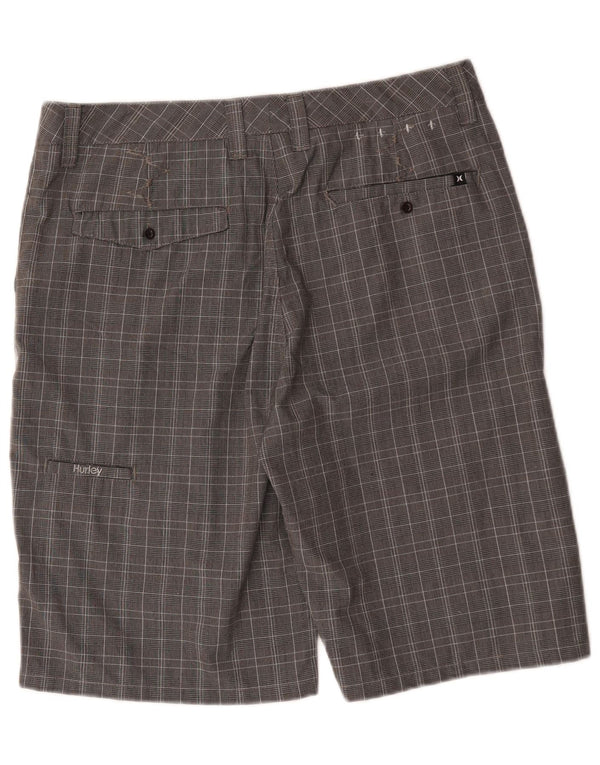 Pantaloncini cargo da uomo Hurley W34 Large in poliestere a quadri grigi