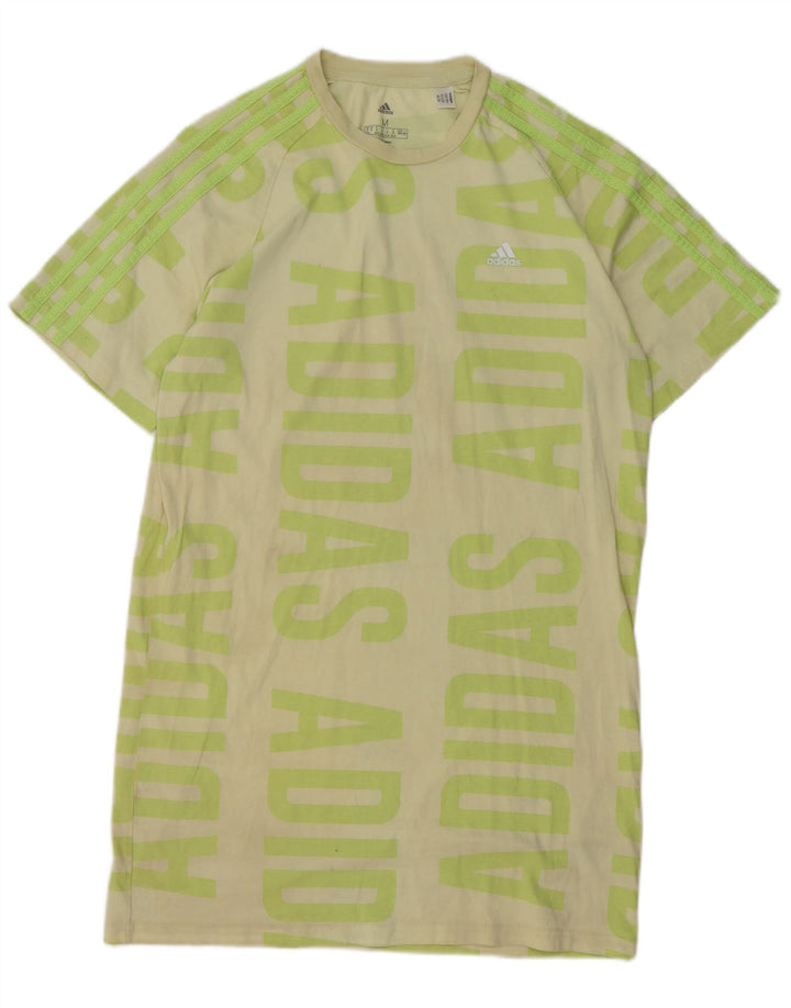 Abito T-shirt grafica da donna ADIDAS UK 12/14 Cotone verde medio