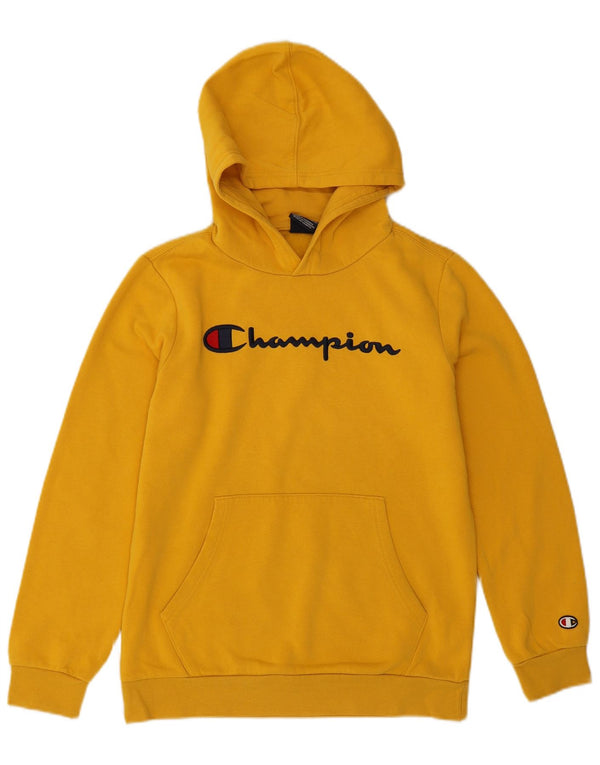 Felpa con cappuccio grafica Champion da ragazzo 13-14 anni XL in cotone giallo