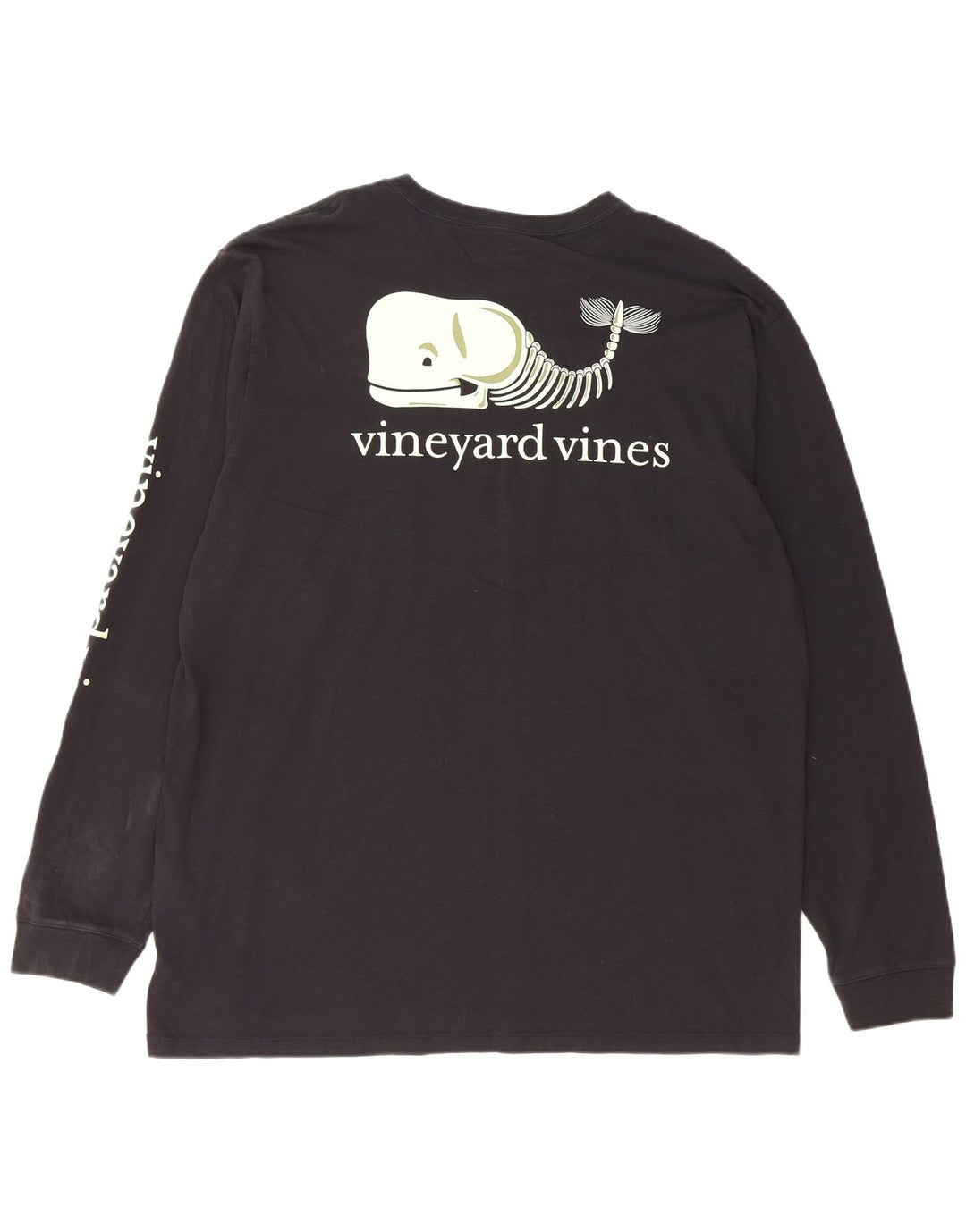 VINEYARD VINES Top grafico da uomo manica lunga XL cotone nero
