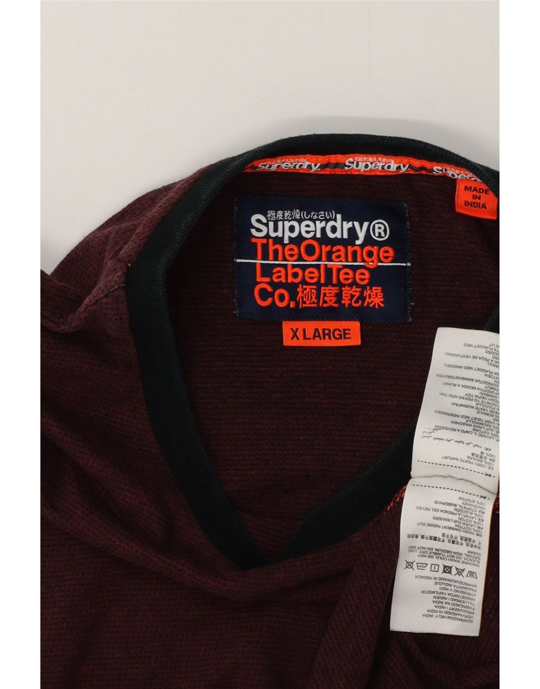 T-shirt da uomo SUPERDRY Top XL in cotone bordeaux