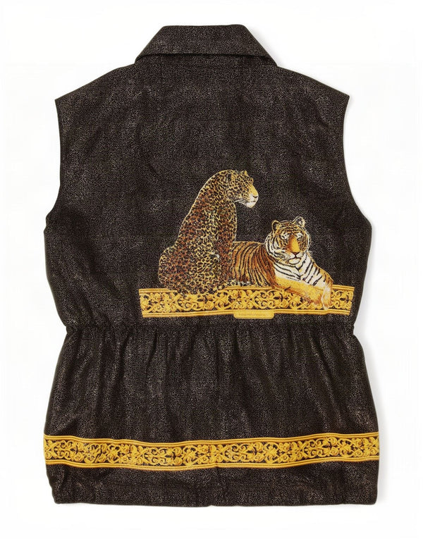 Gilet da donna Diva UK 18 XL nero con stampa animalier
