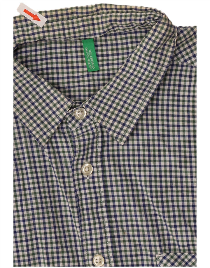 Camicia a maniche corte da uomo Benetton a quadretti medio multicolore