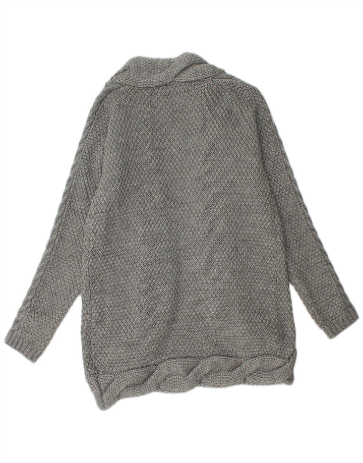 Maglione cardigan aperto a lunga linea da donna Zara UK 14 Grigio medio