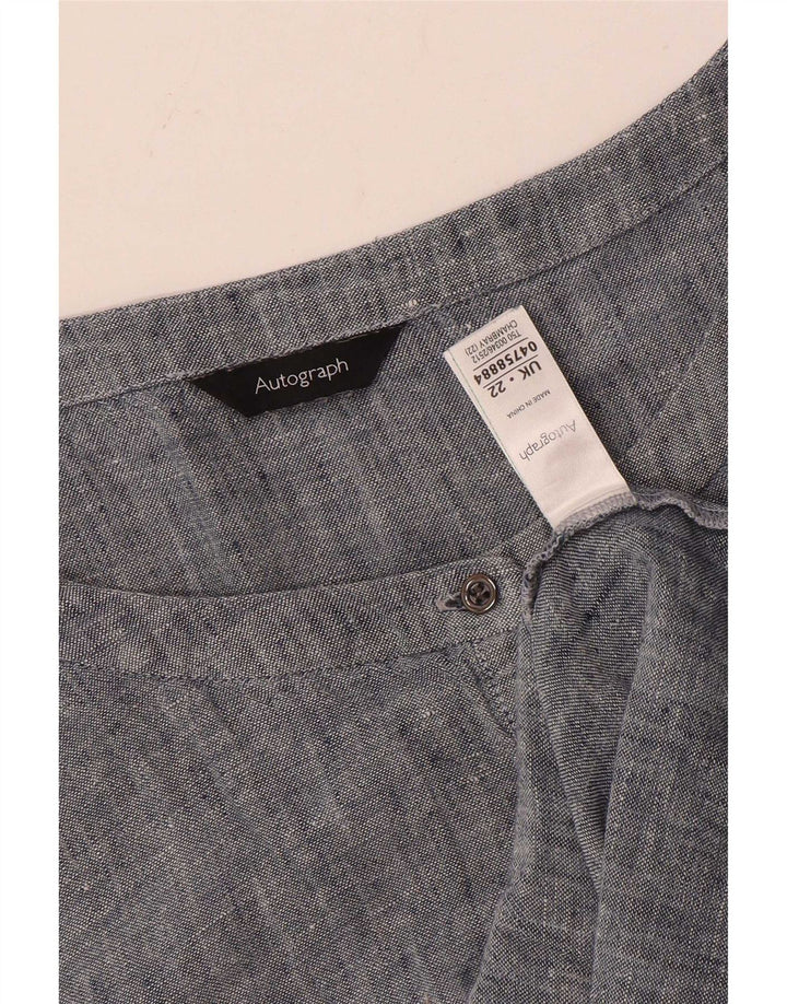 Abito a trapezio autografo da donna Marks & Spencer UK 22 3XL Lino blu