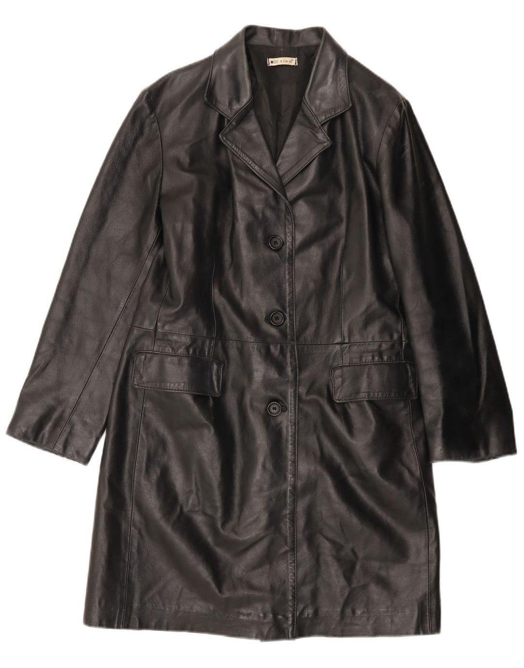 Cappotto in pelle da donna VINTAGE IT 46 Large in pelle nera