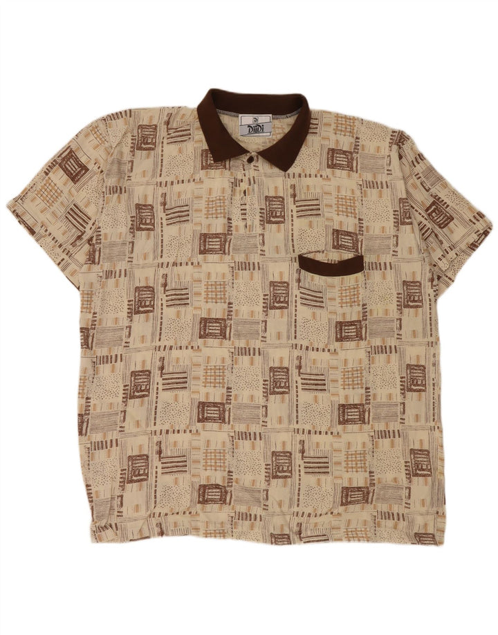 Polo vintage da uomo XL in viscosa beige
