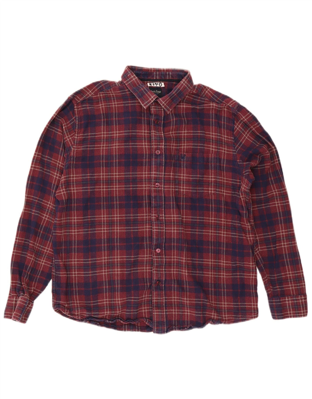Camicia da uomo in flanella James Pringle XL in cotone a quadri rossi