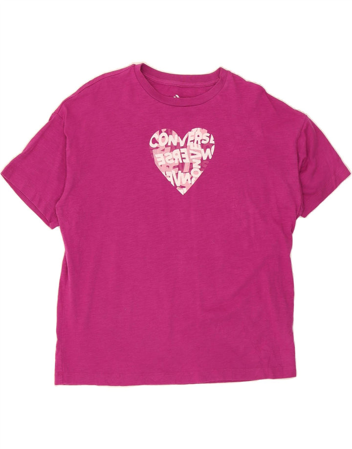 CONVERSE Womens Oversized Graphic T-Shirt Top UK 10 Small Pink Cotton Vintage Converse and Second-Hand Converse from Messina Hembry 