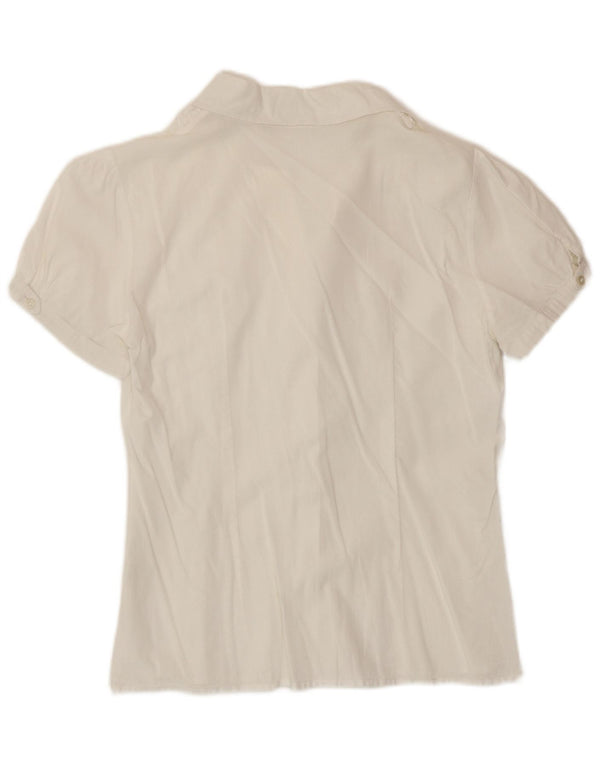 Camicia a maniche corte a maniche corte con volant da donna Benetton UK 12 Medium White