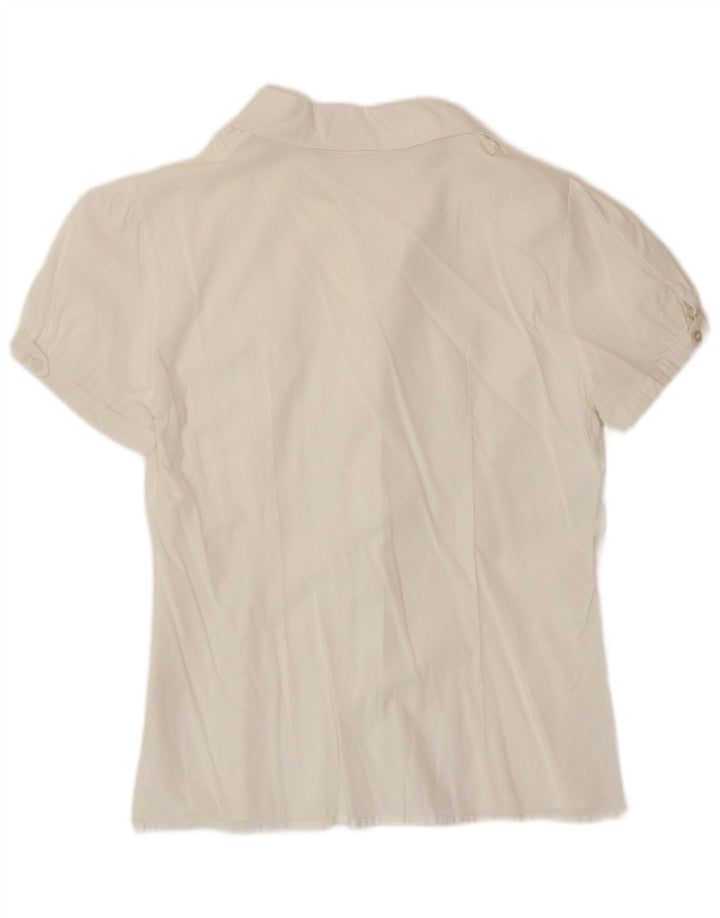 Camicia a maniche corte a maniche corte con volant da donna Benetton UK 12 Medium White