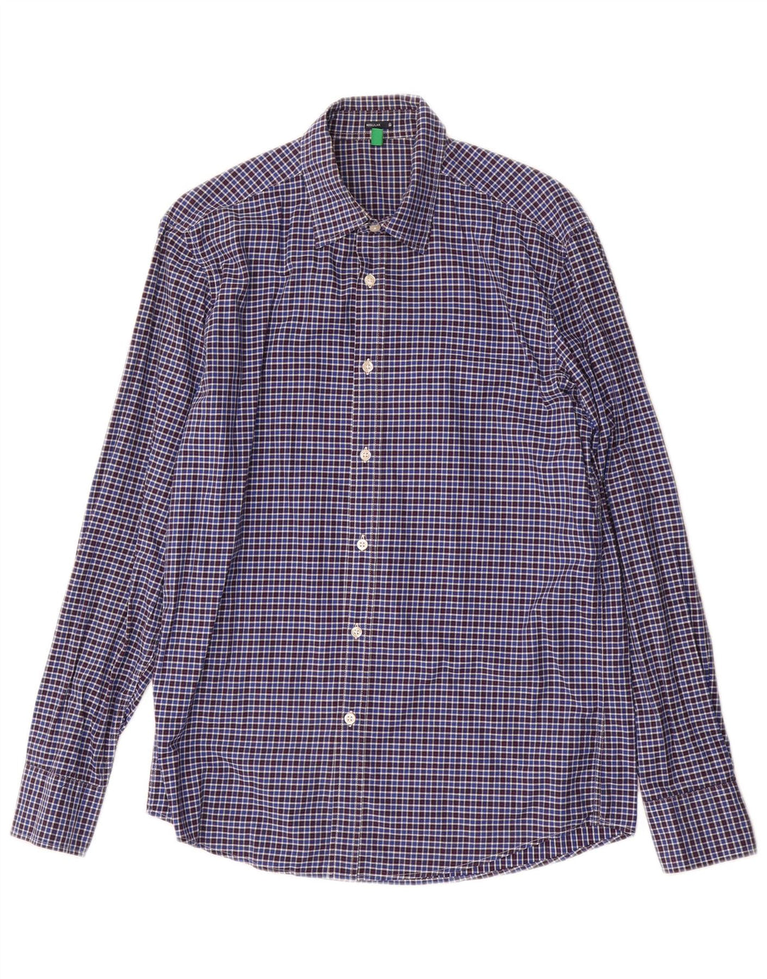Camicia Benetton da uomo vestibilità regolare a quadri blu medio
