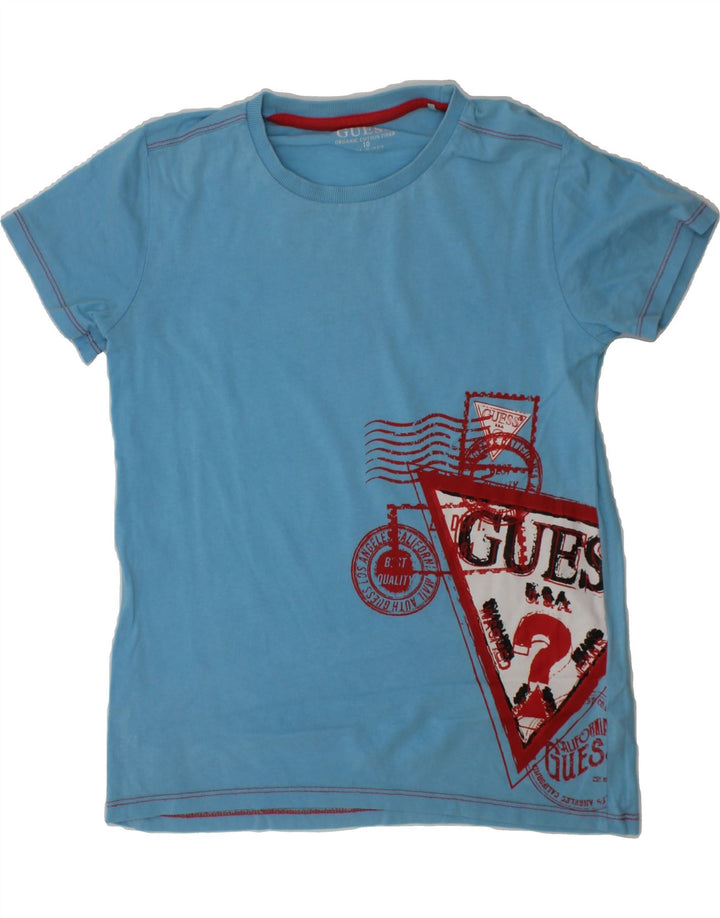 GUESS Boys Graphic T-Shirt Top 9-10 Years Blue Cotton Vintage Guess and Second-Hand Guess from Messina Hembry 